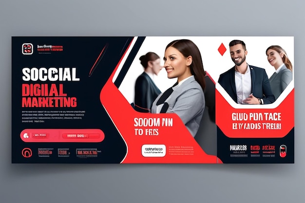 Agencja marketingowa Media społecznościowe Post Marketing cyfrowy Web Banner Corporate Square Flyer Template