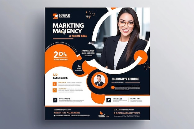 Agencja marketingu cyfrowego korporacyjny banner mediów społecznościowych web banner szablon kwadratowy projekt ulotki