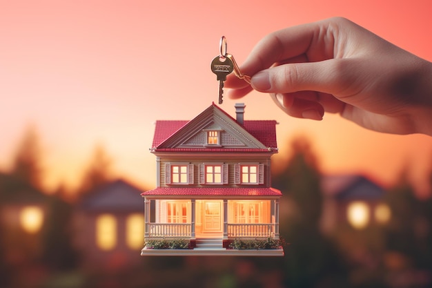 Agent nieruchomości lub pośrednik w obrocie nieruchomościami podpisuje umowę o kredyt hipoteczny dla nowego domuGeneracyjna sztuczna inteligencja