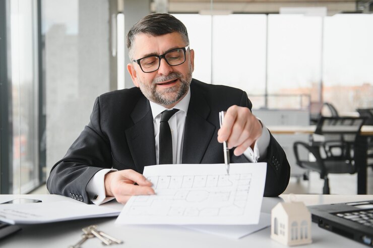 Zdjęcie agent nieruchomości wyjaśniający umowę
