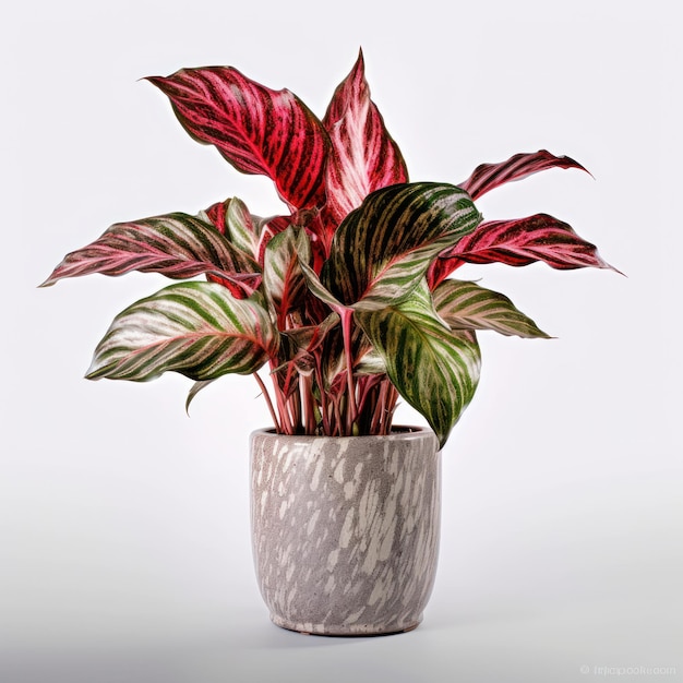 Aglaonema Chinese Evergreen Studio Shot izolowany na jasnym tle Generacyjna sztuczna inteligencja