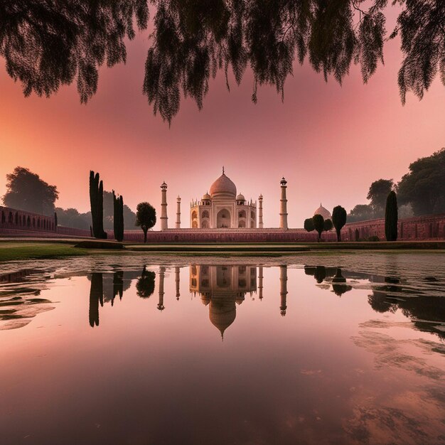 Agra Taj Mahal, widok z boku, fotografia z przodu