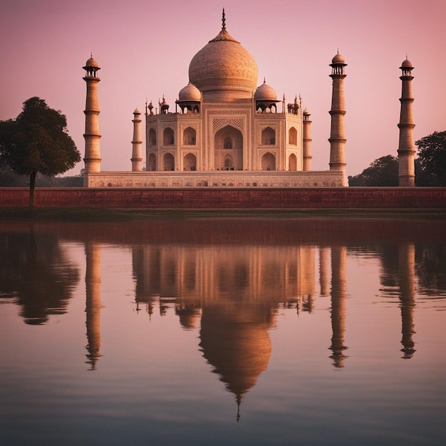 Agra Taj Mahal, widok z boku, fotografia z przodu