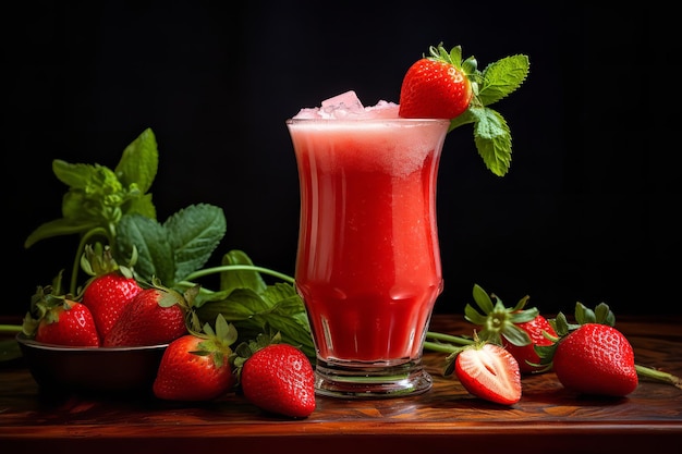 Agua Fresca De Fresas Con Crema Truskawki I Krem