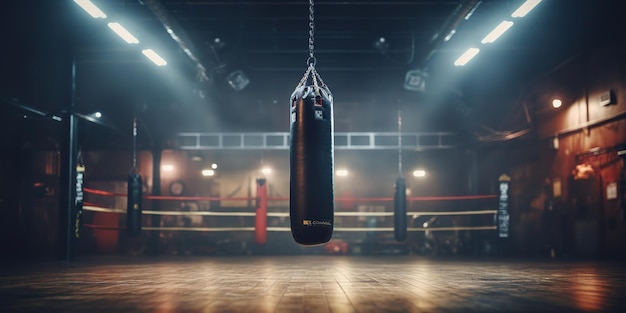 AI Generated AI Generative Dark vintage retro stary worek bokserski fitness sport sztuki walki