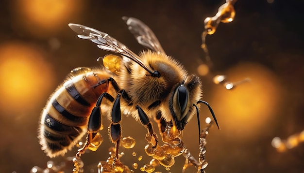 AI Generated AI Generative dropping honey wallpaper bee generated by AI