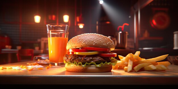 AI Generated AI Generative Fast food hamburger hamburger cheeseburger kanapka świeża