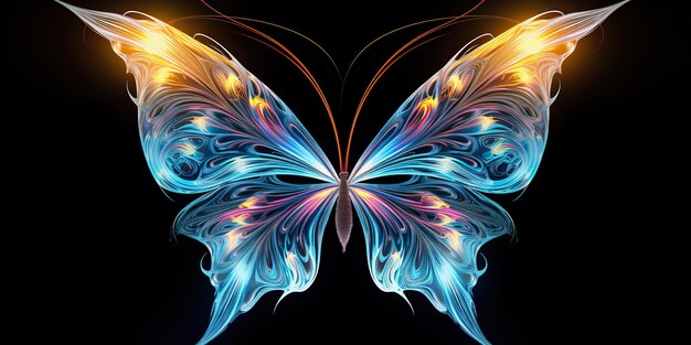 AI Generated AI Generative Fractal X-ray Glowing Butterfly Insect Bug Dekoracyjny szablon Artystyka graficzna Ilustracja