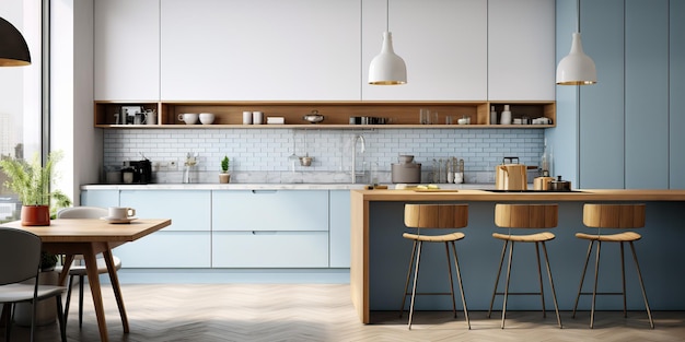 AI Generated AI Generative Kitchen Nowoczesna minimalistyczna architektura w stylu skandynawskim