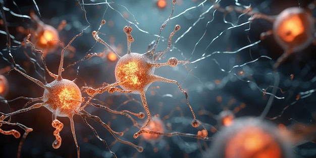AI Generated AI Generative Komórki mózgowe ludzki umysł anatomia medycyna tło Sztuka graficzna