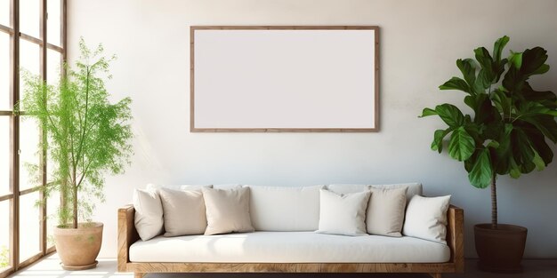 AI Generated AI Generative Przyjemny dom mockup ściana dekoracja salonu ramka