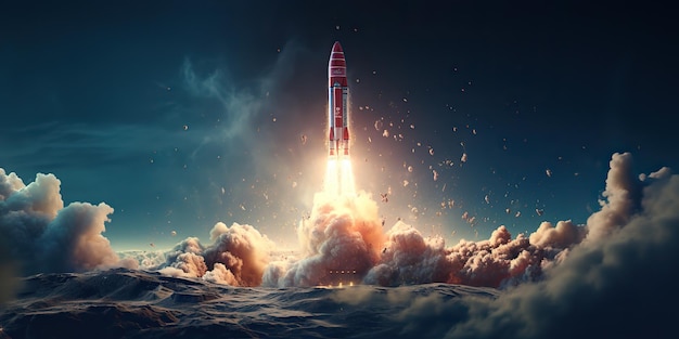 AI Generated AI Generative Rocket statek kosmiczny shuttle spacecraft launch Przestrzeń kosmiczna sgalaxy wszechświat przygoda eksploracja przyszłość travel vibe Graphic Art