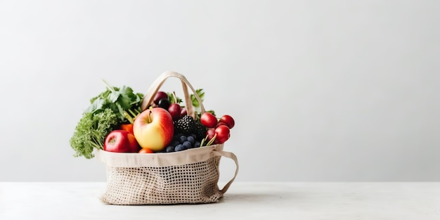 AI Generated AI Generative Świeże organiczne owoce i warzywa w białych opakowaniach ekologicznych