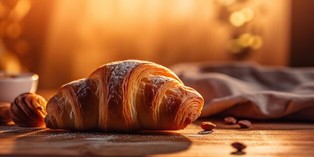 AI Generated AI Generative Świeże pieczone złote smaczne tradycyjne croissanty Ilustracja graficzna