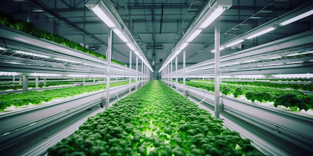 AI Generated AI Generative Szklarnia farma żniwa rośliny szklarniowe kwiatowy płynący przemysł