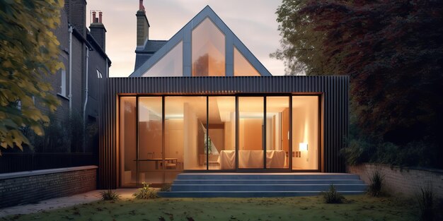 AI Generated AI Generative Wiktoriański projekt klasycznej architektury domu z ogromnym szkłem
