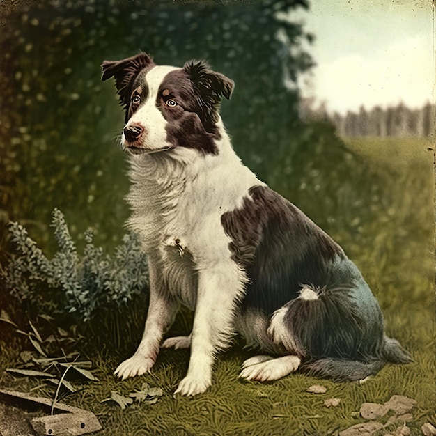 AI Generated AI Generative Zdjęcie realistyczne stare zdjęcie retro vintage ilustracja zwierzaka słodkiego psa