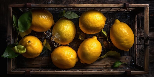 AI Generated AI Genetive Fotorealistyczna ilustracja żółtych ekologicznych cytryn i limonek