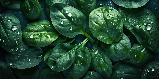 AI Generated AI Genetive Fotorealistyczny zestaw zielonych eko zdrowych ziół szpinaku
