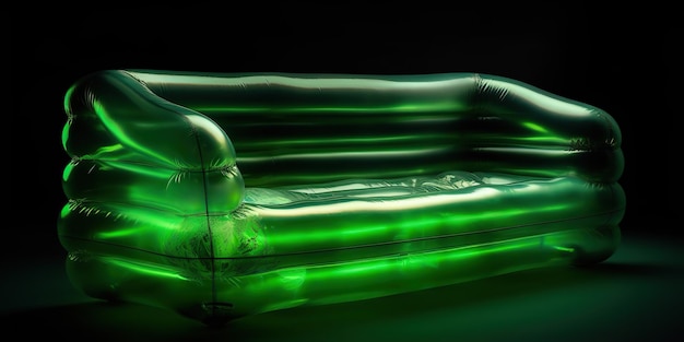 AI Generated AI Genetive Nowoczesna, fluorescencyjna zielona sofa produkt przyszłości minimalistyczny design