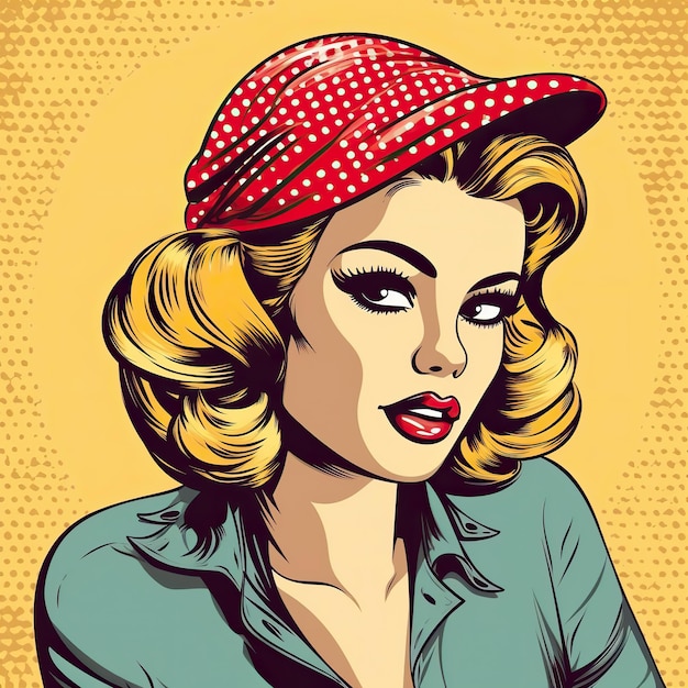 Zdjęcie ai generated ai genetive pin up seksowna, atrakcyjna, piękna dziewczyna, kobieta komiksy kreskówki vintage