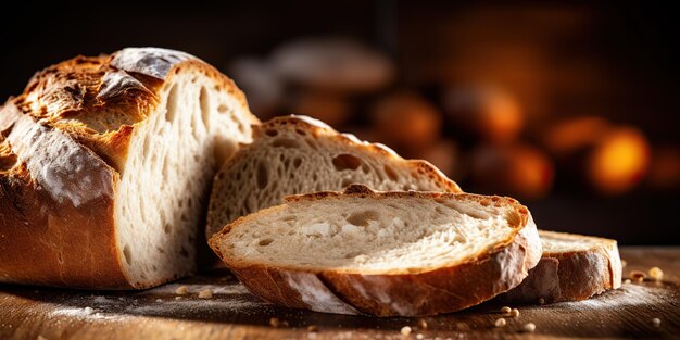 AI Generated AI Genetive Świeży chleb pszenny pieczony na drewnianym stole