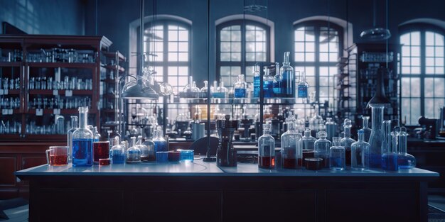 AI Generated AI Genetive Zdjęcie ilustracji laboratorium badawczego chemii medycyny