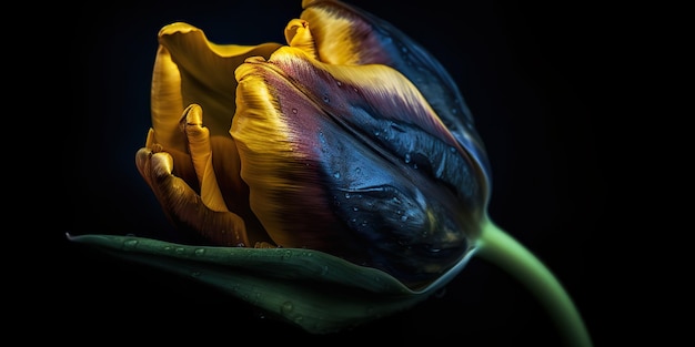 AI Generative AI Generated Niebieska i żółta estetyka piękny kwiat tulipana w kolorze Ukrainy Romantyczny klimat miłości Grafiki