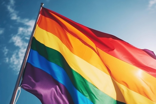AI generatywna duma tęczowa flaga gejowska lgbt na tle błękitnego nieba