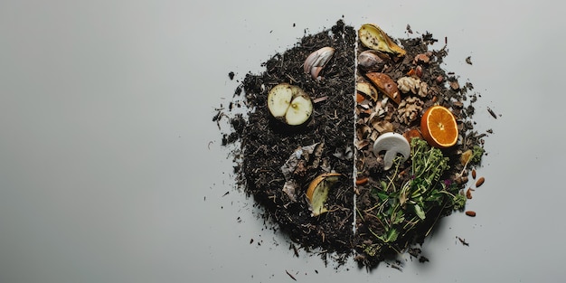 AI generatywne połowa kompostu odpadów spożywczych i połowa tła środowiskowego