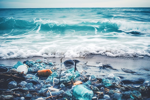 Ai generatywne Zanieczyszczenie wód oceanicznych plastikowymi odpadkami i śmieciami