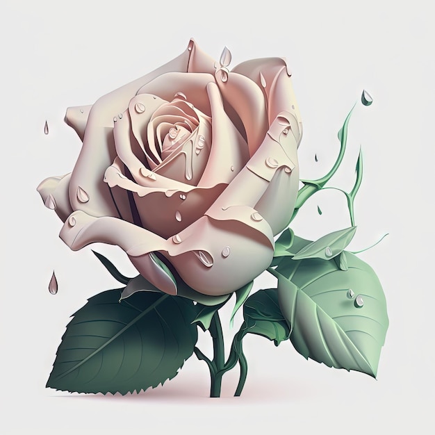 AI generatywnego obrazu białej róży 3D