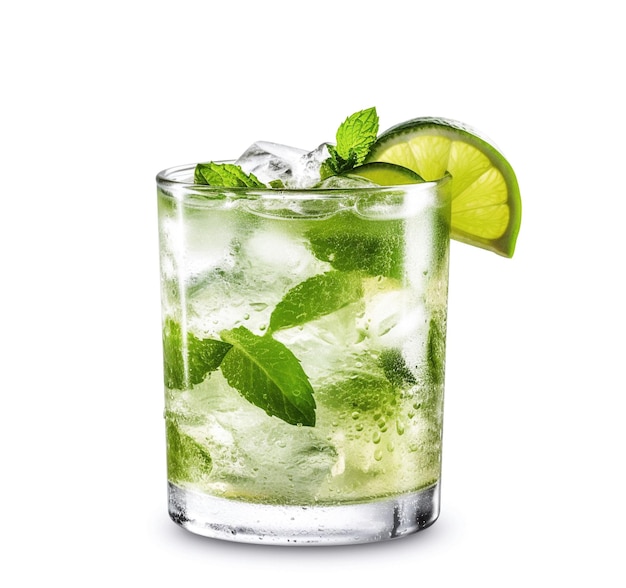 Ai generatywny Alkoholowy koktajl mojito na bielu