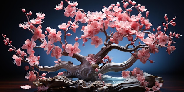 AI generowane AI generatywne azjatyckie japońskie rośliny kwiatów sakura kwiat wiśni małe drzewo