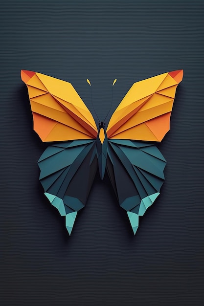 Ai generowane ilustracja motyl origami na kolor tła