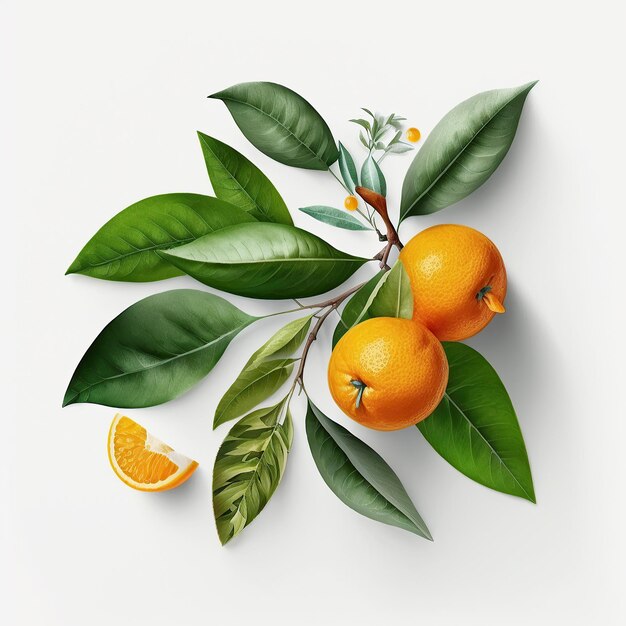 Ai generowane Ilustracja pomarańczowych owoców cytrusowych na białym tle