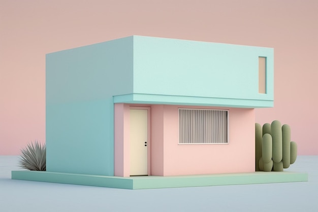 Ai generowane ilustracji Mały dom w pastelowych kolorach