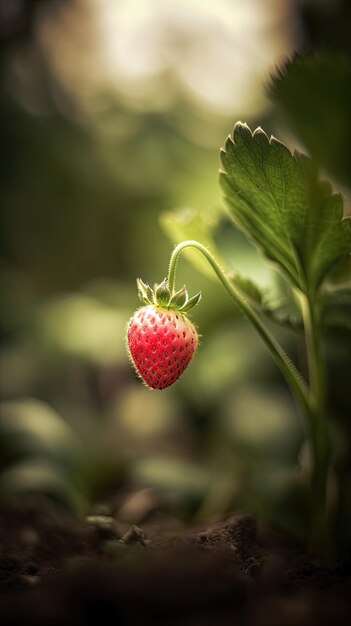 AI generowane Strawberry uprawy w ogrodzie Selective focus