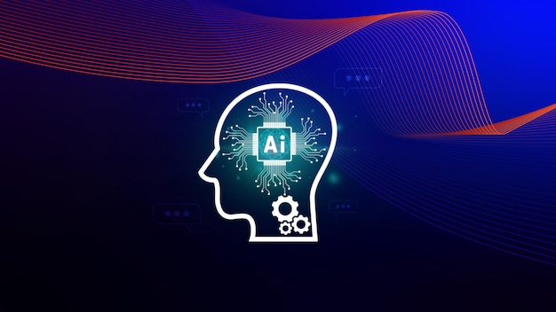 AI tech wirtualna grafika Globalny Internet łączy się z AI Sztuczna inteligencja za pomocą poleceń generuje coś futurystyczna transformacja technologiczna