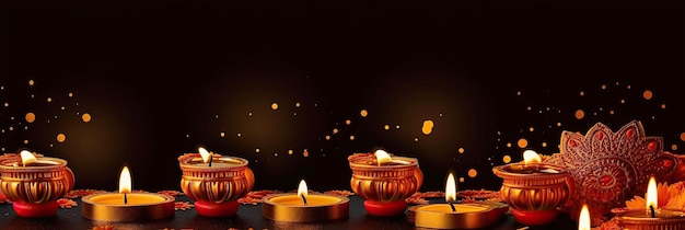 Ai wygenerował ilustrację Diwali hinduskiego festiwalu świateł celebracji lamp naftowych Diya