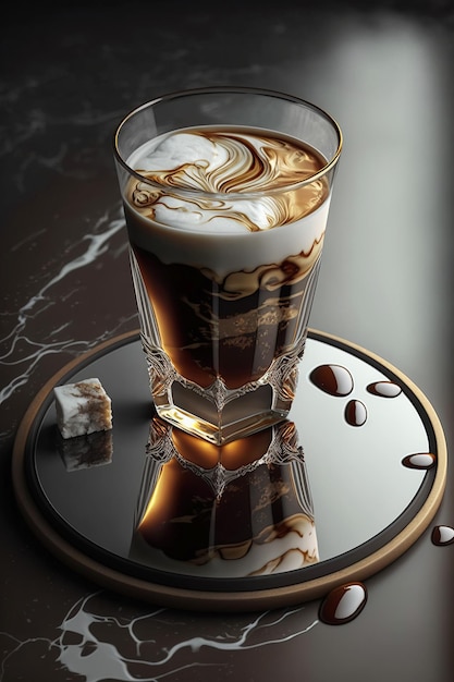 Zdjęcie ai wygenerował ilustracyjną filiżankę kawy na marmurowym stole