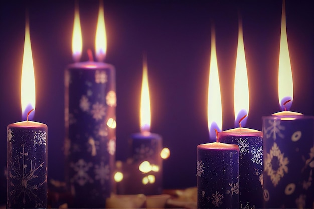 Ai wygenerowała grafikę świątecznych świec i dekoracji
