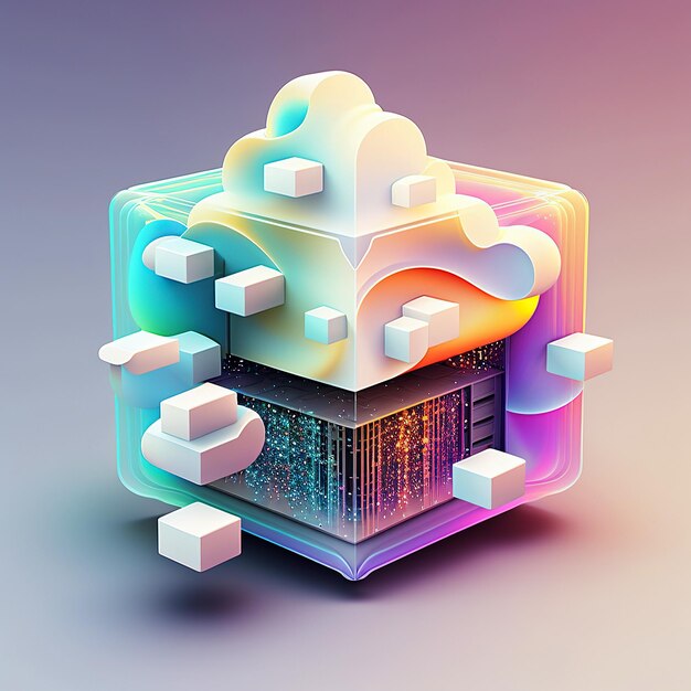 Ai wygenerowała ilustrację koncepcji przetwarzania w chmurze w pastelowym kolorze