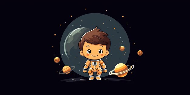 AI wygenerowany 2d chłopiec dziecko osoba mężczyzna postać w galaktyce księżyca Astronauta w przestrzeni galaktyki AI Generative