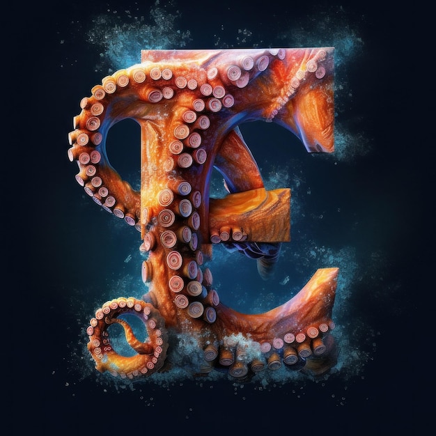 AIimageletter_E_using_typography_style_of_realistic_octopustwórz przy użyciu generatywnych narzędzi sztucznej inteligencji