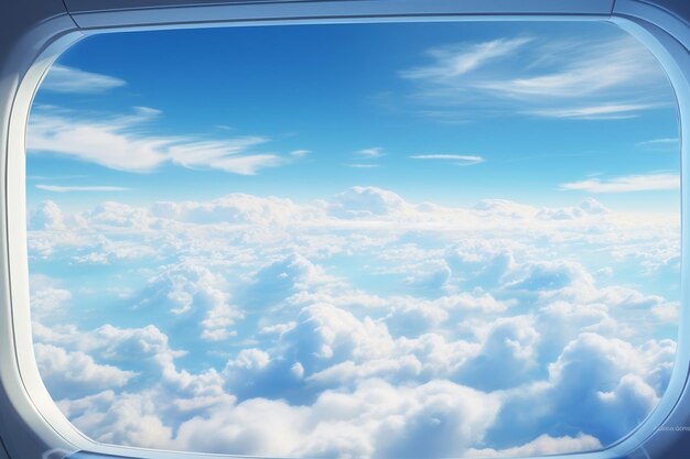 Airborne Cloudscape A Plane Window View Generatywna sztuczna inteligencja