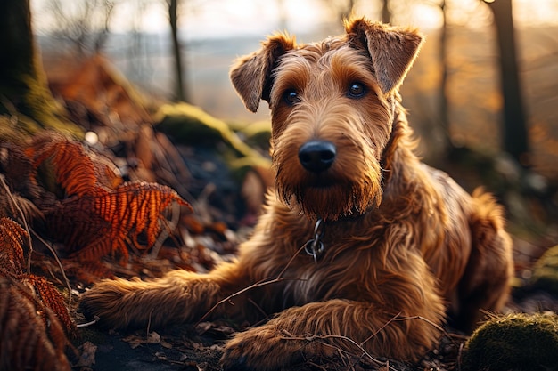 Airedale Terrier na przyrodzie zbliżonym zdjęciu Ai generatywna sztuka