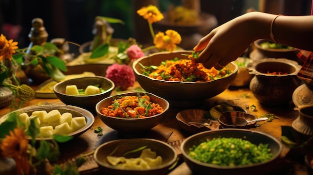 Zdjęcie ajurweda zachwyca kolorową kuchnią i holistycznym wellness