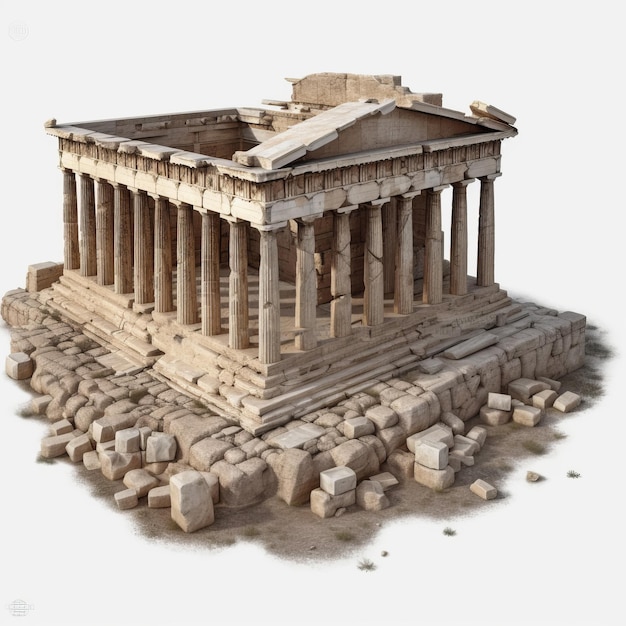 Akropolis Bardzo Wysokiej Jakości Izolowane Tło Ilustracja Generowana Przez Ai