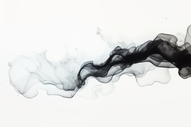 Akrylowy czarny atrament w wodzie na białym tle Ilustracja generatywna AI